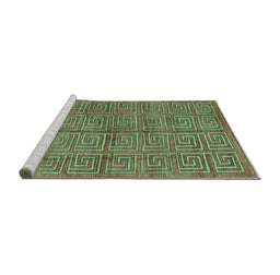 Sideview of Machine Washable Abstract Turquoise Modern Area Rugs, wshabs5045turq