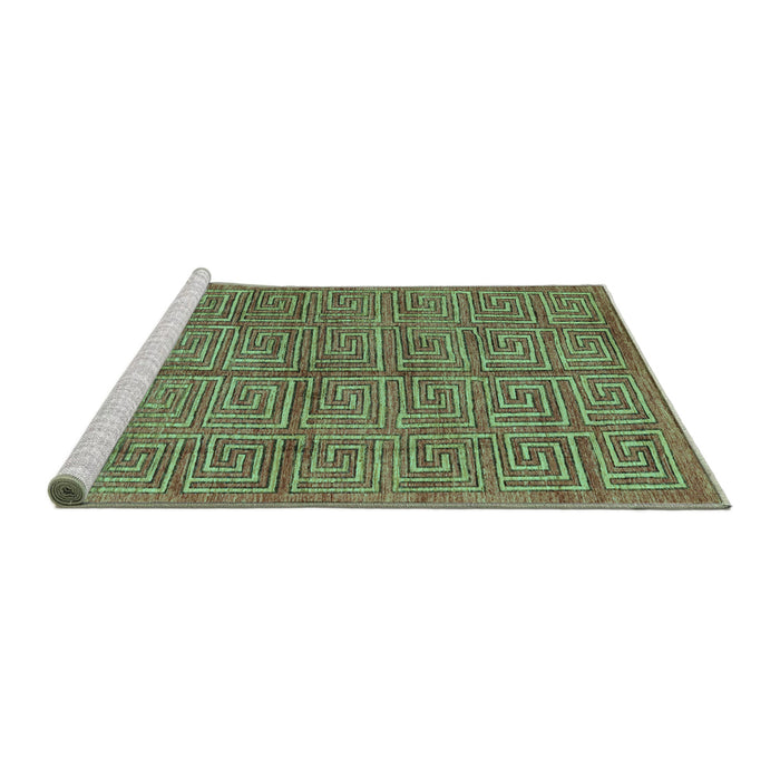 Sideview of Machine Washable Abstract Turquoise Modern Area Rugs, wshabs5045turq