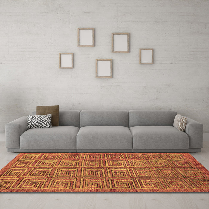 Machine Washable Abstract Brown Modern Rug in a Living Room,, wshabs5045brn