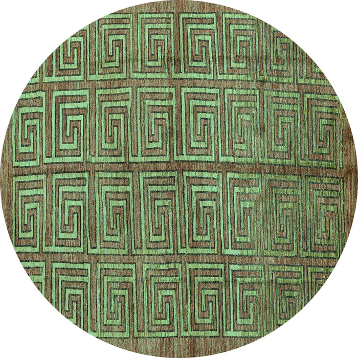 Round Abstract Turquoise Modern Rug, abs5045turq
