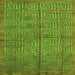 Square Machine Washable Abstract Green Modern Area Rugs, wshabs5045grn