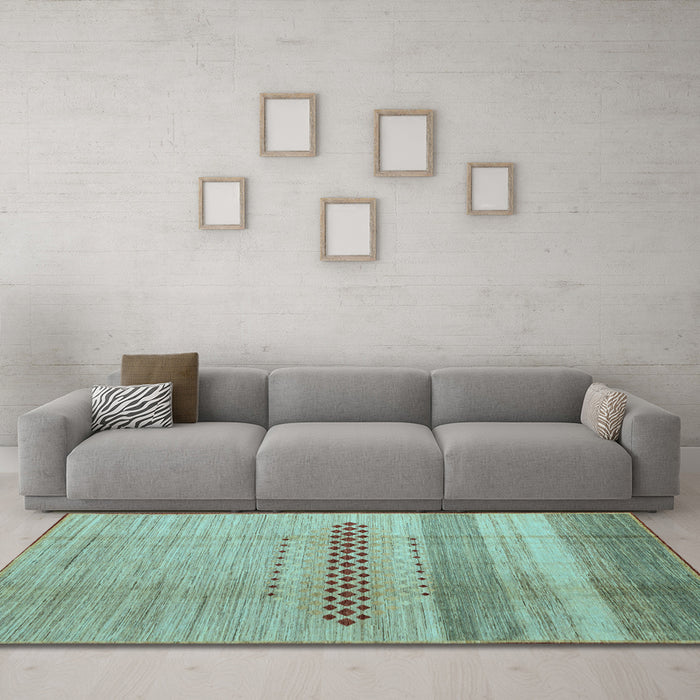 Machine Washable Abstract Light Blue Modern Rug in a Living Room, wshabs5046lblu