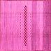 Square Machine Washable Abstract Pink Modern Rug, wshabs5046pnk