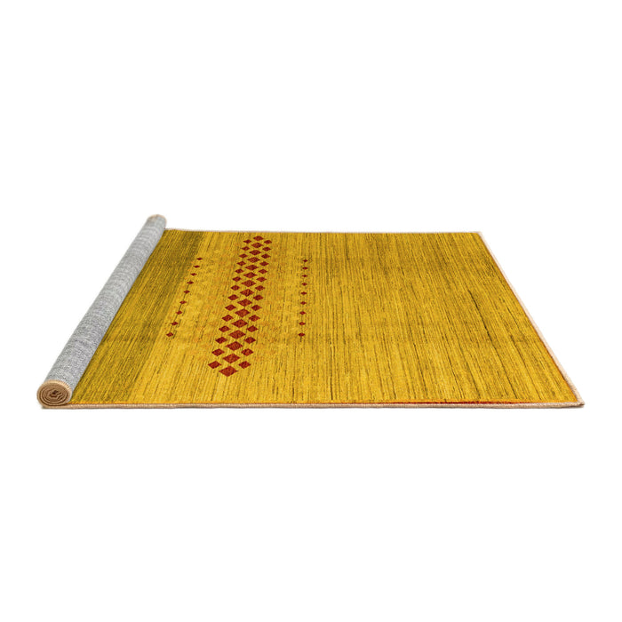 Sideview of Machine Washable Abstract Yellow Modern Rug, wshabs5046yw