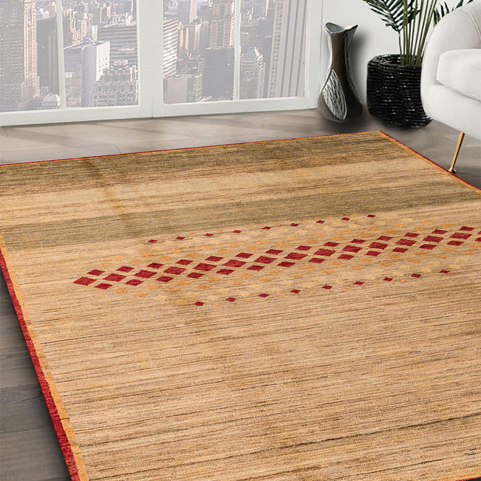 Abstract Orange Modern Rug in Family Room, abs5046