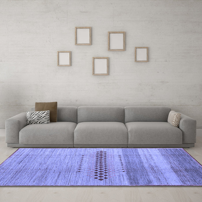 Machine Washable Abstract Blue Modern Rug in a Living Room, wshabs5046blu