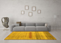 Machine Washable Abstract Yellow Modern Rug, wshabs5046yw