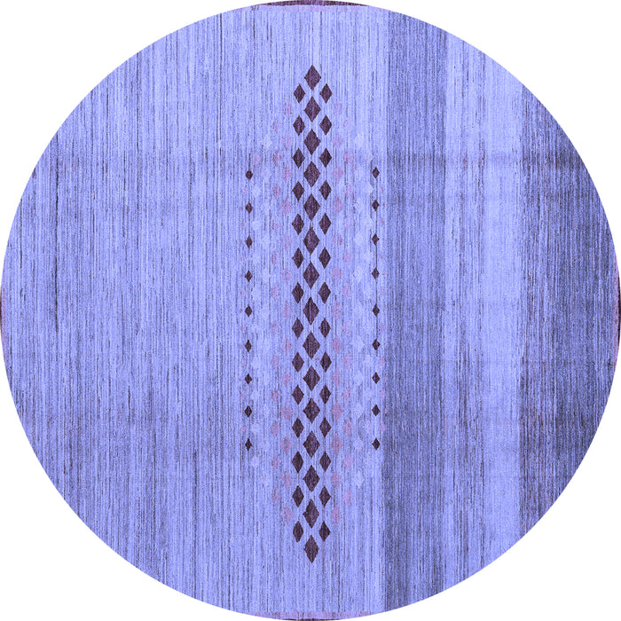 Round Abstract Blue Modern Rug, abs5046blu