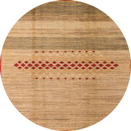 Round Abstract Orange Modern Rug, abs5046