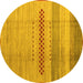 Round Abstract Yellow Modern Rug, abs5046yw