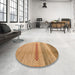 Round Machine Washable Abstract Orange Rug in a Office, wshabs5046