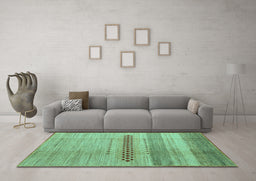 Machine Washable Abstract Turquoise Modern Area Rugs in a Living Room,, wshabs5046turq