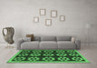 Machine Washable Abstract Emerald Green Modern Area Rugs in a Living Room,, wshabs5047emgrn