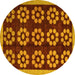 Round Abstract Yellow Modern Rug, abs5047yw