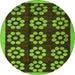 Round Machine Washable Abstract Green Modern Area Rugs, wshabs5047grn