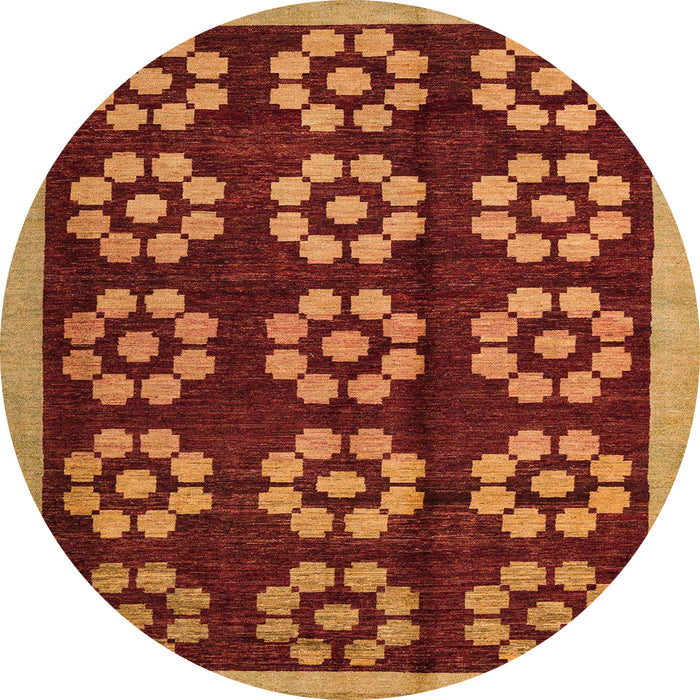 Round Abstract Orange Modern Rug, abs5047