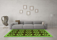 Machine Washable Abstract Green Modern Rug, wshabs5047grn