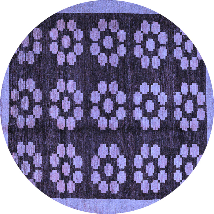Round Abstract Blue Modern Rug, abs5047blu