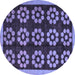 Round Abstract Blue Modern Rug, abs5047blu