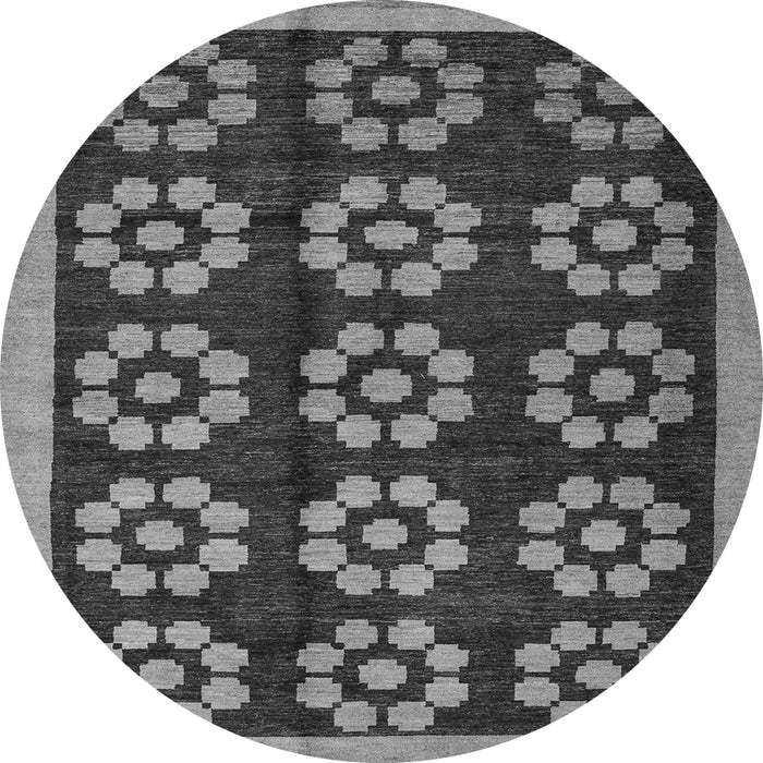 Round Machine Washable Abstract Gray Modern Rug, wshabs5047gry