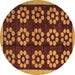 Round Abstract Brown Modern Rug, abs5047brn