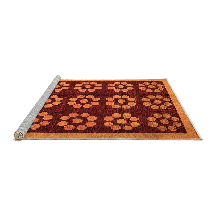 Sideview of Machine Washable Abstract Orange Modern Area Rugs, wshabs5047org