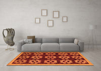 Machine Washable Abstract Orange Modern Rug, wshabs5047org