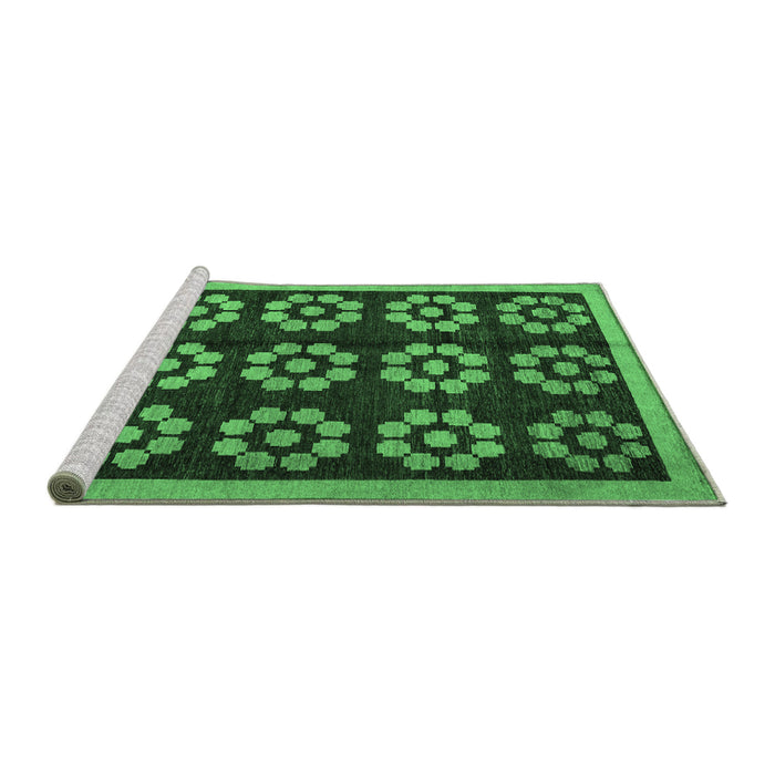 Sideview of Machine Washable Abstract Emerald Green Modern Area Rugs, wshabs5047emgrn
