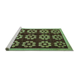 Sideview of Machine Washable Abstract Turquoise Modern Area Rugs, wshabs5047turq