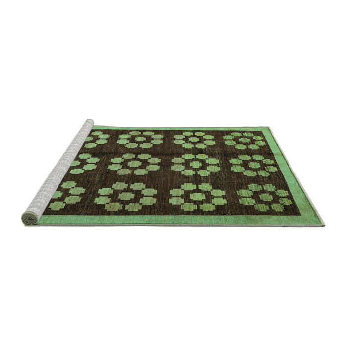 Sideview of Machine Washable Abstract Turquoise Modern Area Rugs, wshabs5047turq