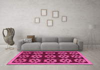 Machine Washable Abstract Pink Modern Rug, wshabs5047pnk