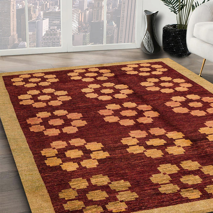 Abstract Orange Modern Rug in Family Room, abs5047
