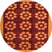 Round Machine Washable Abstract Orange Modern Area Rugs, wshabs5047org