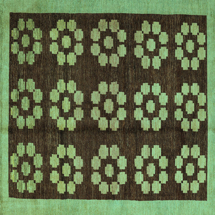 Square Machine Washable Abstract Turquoise Modern Area Rugs, wshabs5047turq