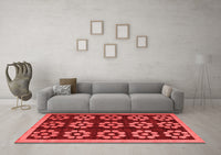Machine Washable Abstract Red Modern Rug, wshabs5047red