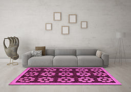 Machine Washable Abstract Purple Modern Area Rugs in a Living Room, wshabs5047pur