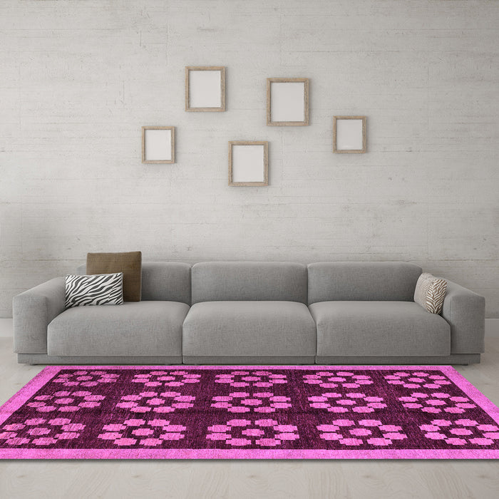 Machine Washable Abstract Purple Modern Area Rugs in a Living Room, wshabs5047pur