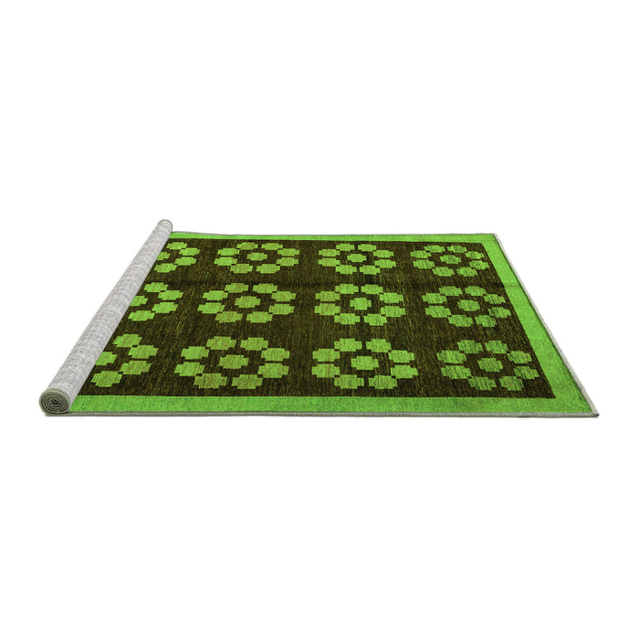 Sideview of Machine Washable Abstract Green Modern Area Rugs, wshabs5047grn