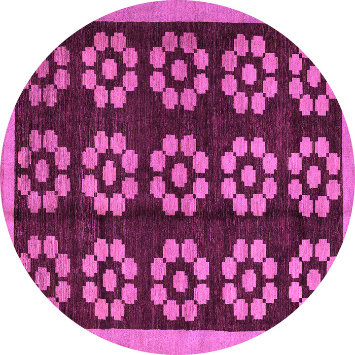Round Machine Washable Abstract Purple Modern Area Rugs, wshabs5047pur
