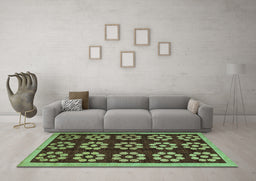 Machine Washable Abstract Turquoise Modern Area Rugs in a Living Room,, wshabs5047turq