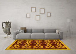 Machine Washable Abstract Yellow Modern Rug in a Living Room, wshabs5047yw
