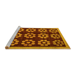 Sideview of Machine Washable Abstract Yellow Modern Rug, wshabs5047yw