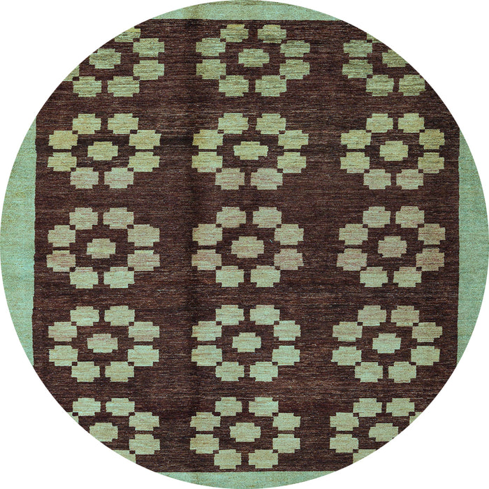 Round Machine Washable Abstract Light Blue Modern Rug, wshabs5047lblu
