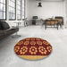 Round Abstract Orange Modern Rug in a Office, abs5047