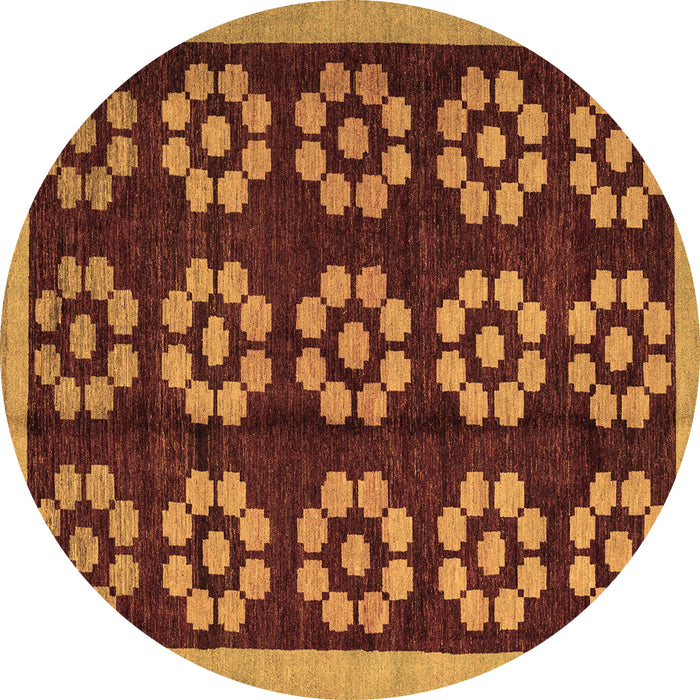 Round Machine Washable Abstract Brown Modern Rug, wshabs5047brn