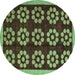 Round Abstract Turquoise Modern Rug, abs5047turq