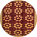 Round Machine Washable Abstract Orange Rug, wshabs5047