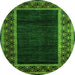 Round Abstract Green Modern Rug, abs5048grn