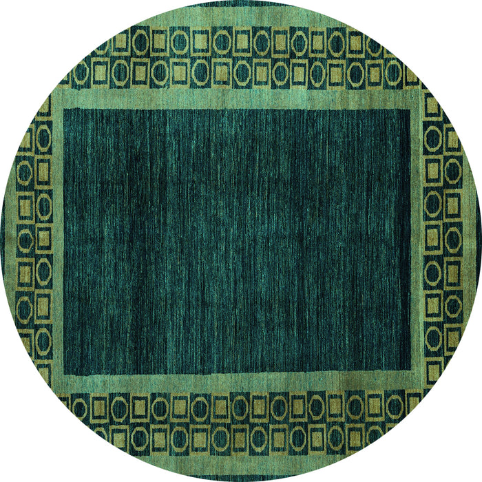 Round Abstract Turquoise Modern Rug, abs5048turq