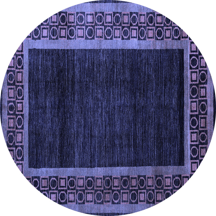Round Abstract Blue Modern Rug, abs5048blu